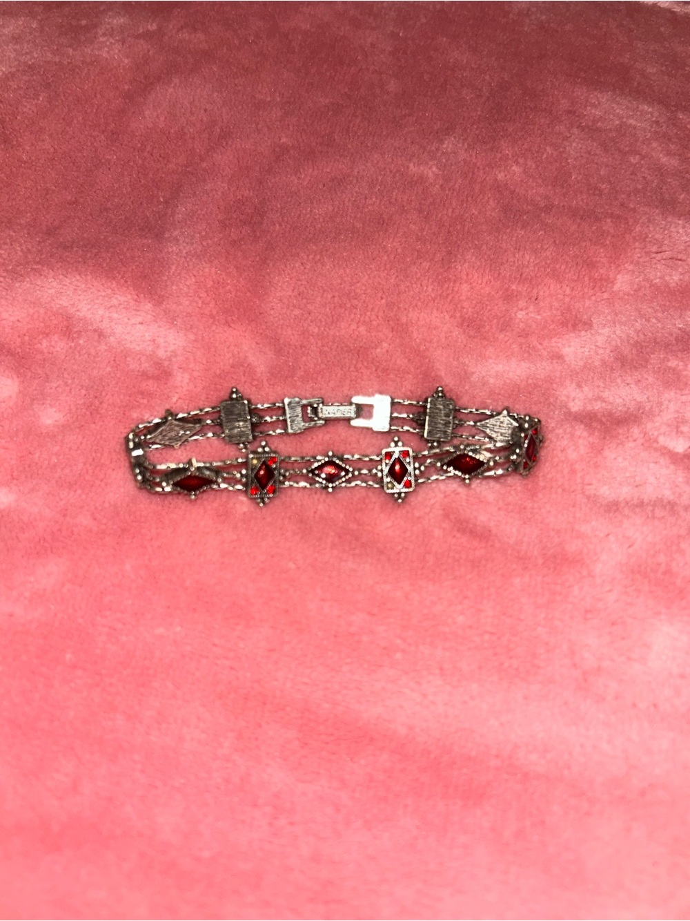 Napier Silver-Tone Bracelet with Red Gemstones